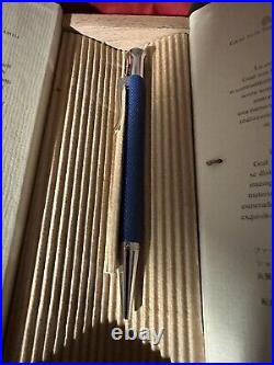 NEW RARE BOXED! OOP GRAF VON FABER CASTELL Guilloche BLUE c 2000 BALL POINT PEN