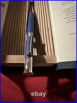 NEW RARE BOXED! OOP GRAF VON FABER CASTELL Guilloche BLUE c 2000 BALL POINT PEN