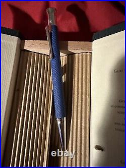 NEW RARE BOXED! OOP GRAF VON FABER CASTELL Guilloche BLUE c 2000 BALL POINT PEN