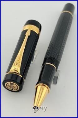 NOS Parker Duofold Greenwich Special Edition Rare Black Rollerball Pen Year 1999