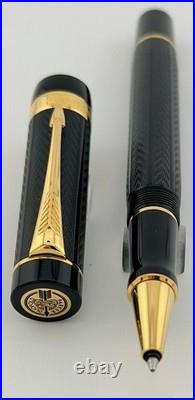 NOS Parker Duofold Greenwich Special Edition Rare Black Rollerball Pen Year 1999