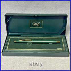 NOS RARE Cross Matte Green & 23K Gold Trim Ballpoint Pen #2602? Black Ink