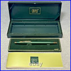 NOS RARE Cross Matte Green & 23K Gold Trim Ballpoint Pen #2602? Black Ink