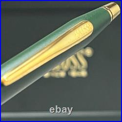 NOS RARE Cross Matte Green & 23K Gold Trim Ballpoint Pen #2602? Black Ink