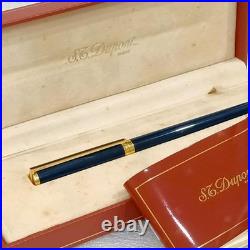 NOS RARE ST Dupont Dark Blue Fountain Pen 18k Gold Nib Unused Full Set VP136