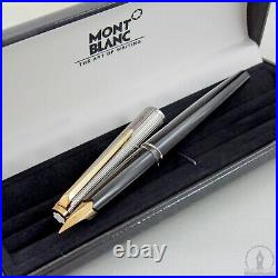NOS Rare 1970s Montblanc Classic 222 Black & Rhodium Plated Fountain Pen F Nib