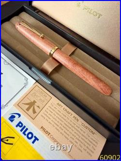 NOS Rare PILOT Custom Art Craft Wood Fountain Pen 14K F-Nib Vintage Japan Unused