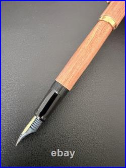 NOS Rare PILOT Custom Art Craft Wood Fountain Pen 14K F-Nib Vintage Japan Unused