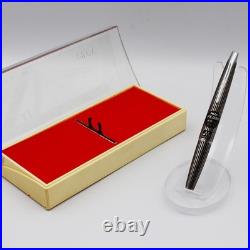 NOS Rare PILOT MYU Stripe Fountain Pen Silver Black M nib vintage 1970s withbox