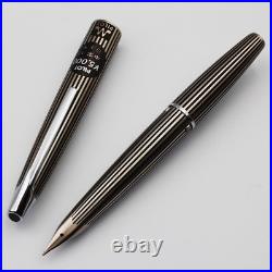 NOS Rare PILOT MYU Stripe Fountain Pen Silver Black M nib vintage 1970s withbox
