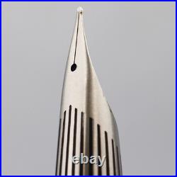 NOS Rare PILOT MYU Stripe Fountain Pen Silver Black M nib vintage 1970s withbox