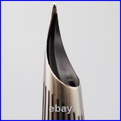 NOS Rare PILOT MYU Stripe Fountain Pen Silver Black M nib vintage 1970s withbox