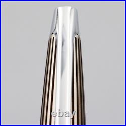 NOS Rare PILOT MYU Stripe Fountain Pen Silver Black M nib vintage 1970s withbox