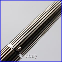 NOS Rare PILOT MYU Stripe Fountain Pen Silver Black M nib vintage 1970s withbox