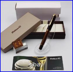 NOS Rare Pelikan Fountain Pen Souverän M800 Brown Black BB nib withBox