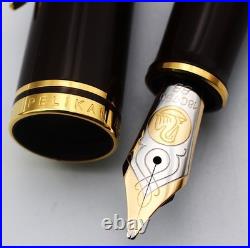 NOS Rare Pelikan Fountain Pen Souverän M800 Brown Black BB nib withBox