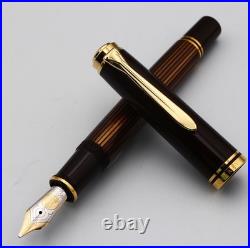 NOS Rare Pelikan Fountain Pen Souverän M800 Brown Black BB nib withBox