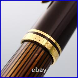 NOS Rare Pelikan Fountain Pen Souverän M800 Brown Black BB nib withBox