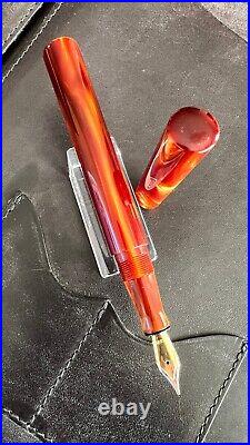 New & Rare Edison Extended Mina Fountain Pen Lt. Brown Acrylic 18k Gold Nib