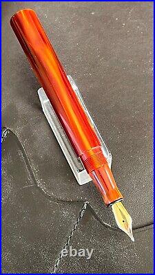 New & Rare Edison Extended Mina Fountain Pen Lt. Brown Acrylic 18k Gold Nib