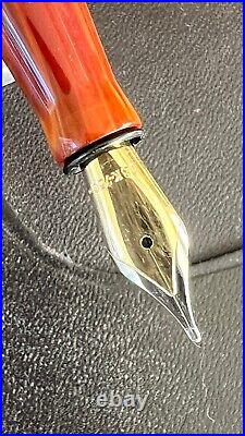 New & Rare Edison Extended Mina Fountain Pen Lt. Brown Acrylic 18k Gold Nib