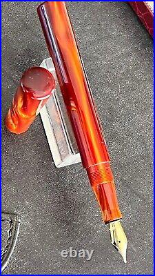 New & Rare Edison Extended Mina Fountain Pen Lt. Brown Acrylic 18k Gold Nib