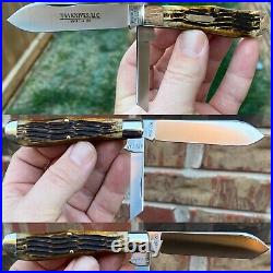 New Rare Great Eastern Cutlery 922219 Eureka Jack 92 Antique Calico Jig Bone GEC