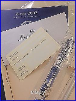 New & Rare Montegrappa Euro 2002 Sterling Silver Ballpoint Pen Box & Papers