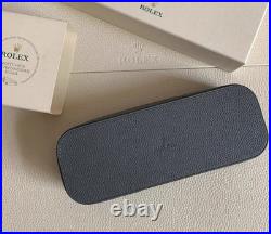 New Rolex Caran d'Ache Ballpoint Pen Rare Set of 2 Grey Black withLeather Case