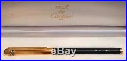 New Vintage Must de Cartier Fountain Pen Black Lacquer & Gold Plated Very Rare
