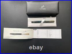 New in Box 2001 RARE Parker Rialto Laque Aqua marbled Fountain Pen Made in UK