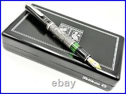Nos! Rare L. E. Pelikan M 910 Toledo 925 Sterling Silver Fountain Pen 18c 750 Ef