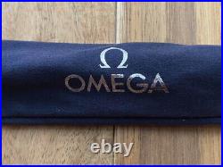 OMEGA Novelty Silver/Black Stripe Cap type Ballpoint Pen wz/Cloth case Very Rare