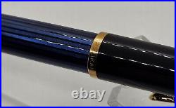 Old Style Pelikan M400 Blue Stripe Striated Fountain Pen 14k Bold Nib 1995 Rare