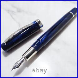 Omas Bologna Cosmic Blue Silver 14K Fountain Pen F Nib Rare Omas Bologna Cosmic Blue Silver 14K Fountain Pen F Nib Rare
