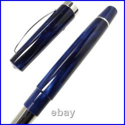 Omas Bologna Cosmic Blue Silver 14K Fountain Pen F Nib Rare Omas Bologna Cosmic Blue Silver 14K Fountain Pen F Nib Rare