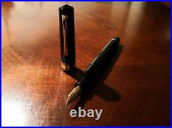 Omas Milord Fountain Pen 14K F Nib Black Gold Trim (Extremely Rare)