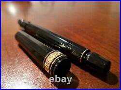 Omas Milord Fountain Pen 14K F Nib Black Gold Trim (Extremely Rare)