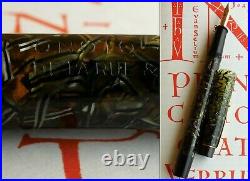 Onoto 5600 Silver Hatch Celluloid Fountain Pen 1930s. 14C M Full Flex Nib. Rare