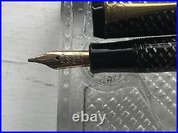 Onoto Minor 14ct Gold Nib Fountain Pen Basket Weave Rare Serviced Fabulous