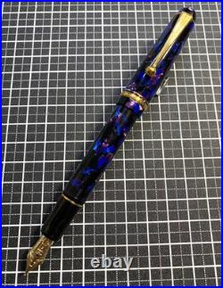 PILOT CUSTOM LE BLUE Fountain Pen Medium Nib 14K Gold rare from JAPAN USED