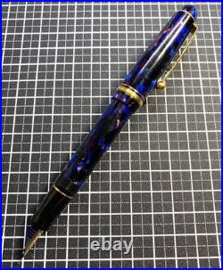 PILOT CUSTOM LE BLUE Fountain Pen Medium Nib 14K Gold rare from JAPAN USED