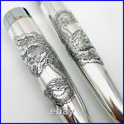PILOT CUSTOM STERLING SILVER dragon 14K585 14K F nib H482 rare model PILOT CUSTOM STERLING SILVER dragon 14K585 14K F nib H482 rare model