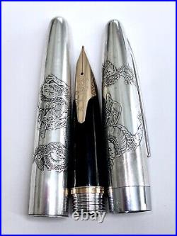 PILOT CUSTOM STERLING SILVER dragon 14K585 14K M nib H884 rare