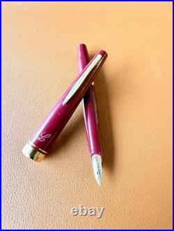 PILOT Elite Fountain Pen 14K-585 Red Fine Nib Vintage Japan Rare Color
