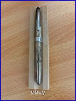 PILOT Sterling Silver Fountain Pen Crane Design 18K Fine Nib Vintage Rare