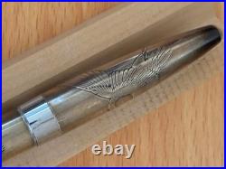 PILOT Sterling Silver Fountain Pen Crane Design 18K Fine Nib Vintage Rare