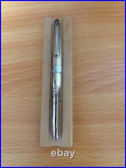 PILOT Sterling Silver Fountain Pen Crane Design 18K Fine Nib Vintage Rare