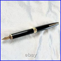 PLATINUM Black & Gold Trim Vintage Fountain Pen Nib18K F Discontinued RARE