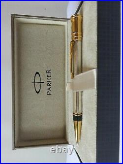 Parker Duofold Ballpoint Pen Sterling Silver New In Box Very Rare Pen